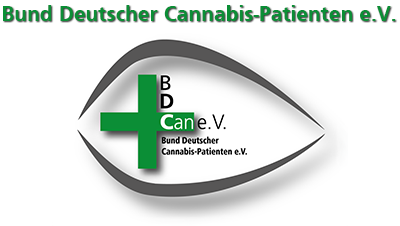 Logo des Bundes Deutscher Cannabis-Patienten e.V. mit einem grünen Kreuz in einem stilisierten Auge